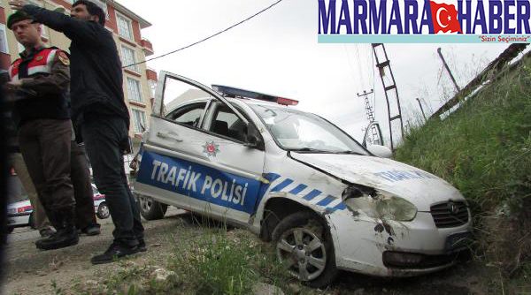 Kazada polis memuru yaralandı