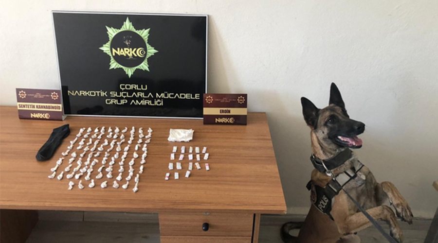 Çatıya gizlenen uyuşturucuları Narkotik köpeği Larissa buldu 