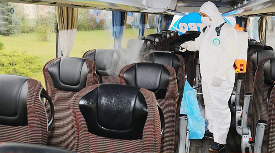 Hükümlüleri taşıyacak 65 otobüs dezenfekte edildi 